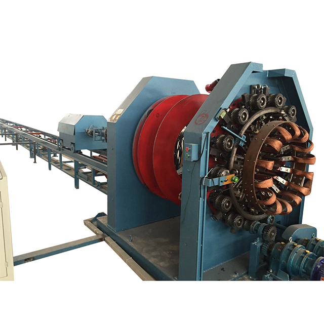 Reducing device of steel cage welder for conical electric pole.